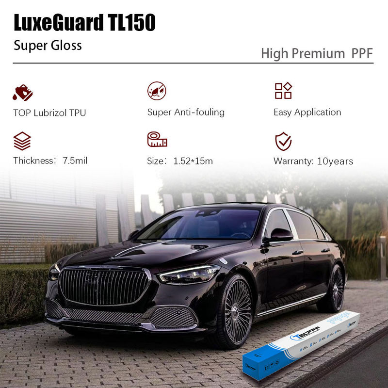ฟิล์มป้องกันสี Polymeric Hydrophobic Gloss 7.5mil PPF ฟิล์มป้องกันสีใสสําหรับรถยนต์