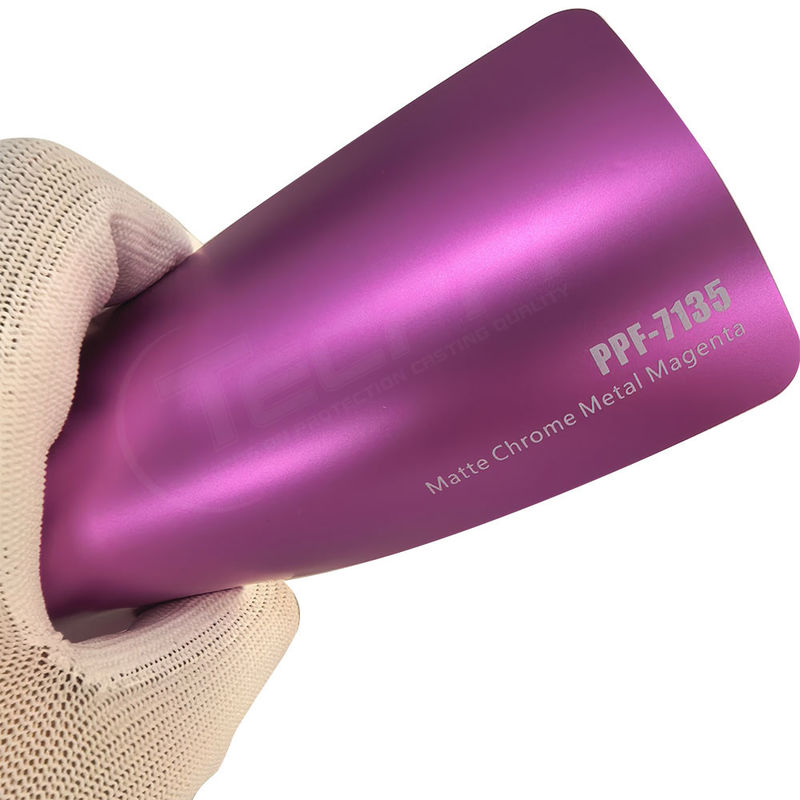 PPF-7135 Matte Chrome Metal Magenta Color Paint Protection Film สําหรับการกรีดกรีดของรถยนต์