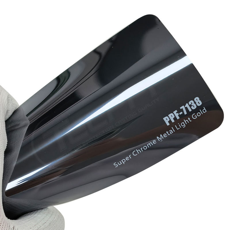 PPF-7138 Super Chrome Metal Light Gold Color Paint Protection Film สําหรับการกรีดรอยในรถยนต์